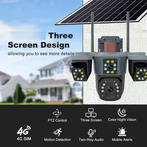 Kamera Surya dengan <span class=keywords><strong>3</strong></span> Lensa 360 Derajat <span class=keywords><strong>3</strong></span>-in-1 Bertenaga Baterai Jaringan Kartu SIM 4G LTE Kamera Keamanan Audio Dua Arah Penglihatan Malam - Product Image 3