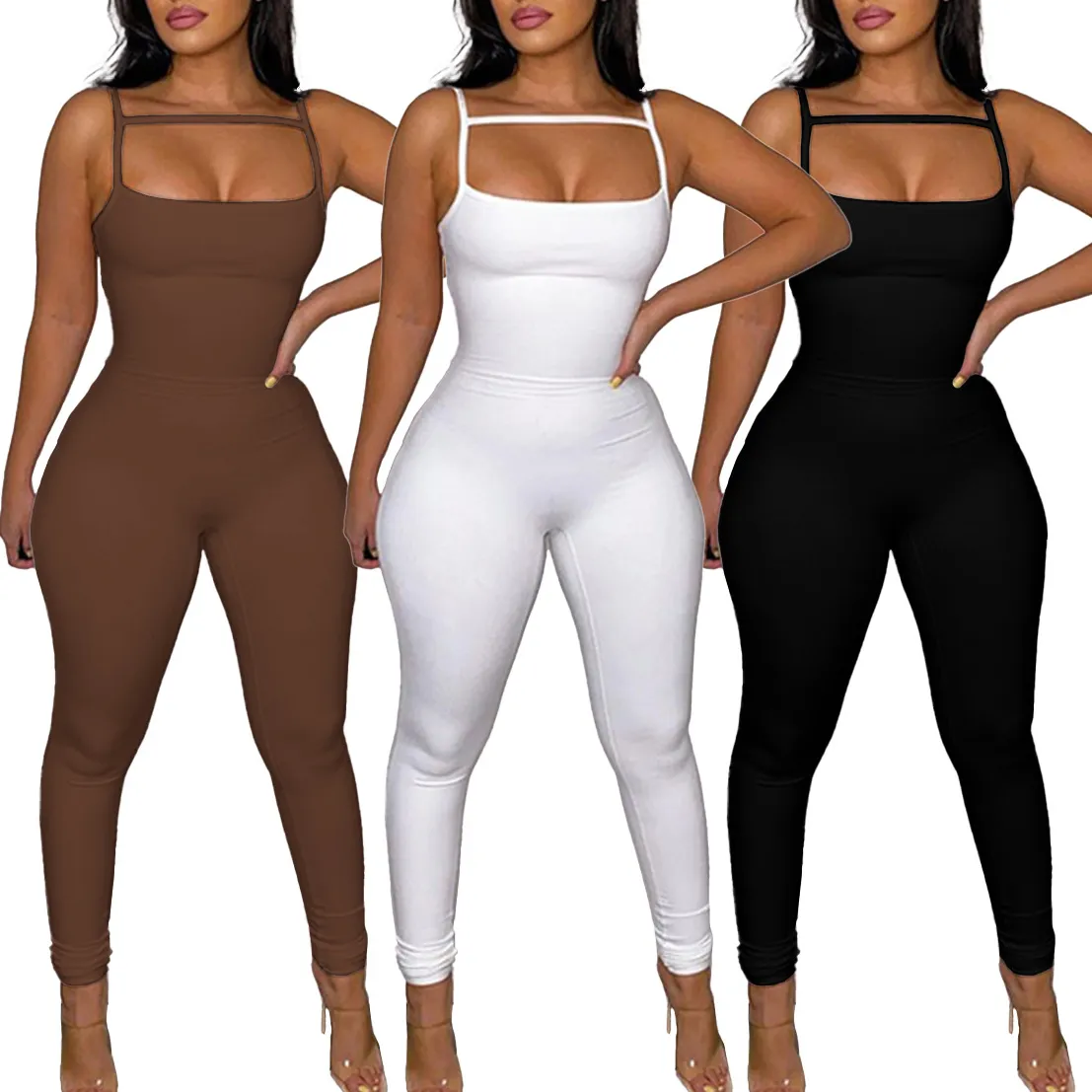 2022 New Arrivals Casual Women Clothes Knit Outfits Workout Gym Designer Custom Logo Women Clothing One Piece Jumpsuit