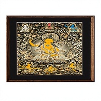 Toile Thangka tibétaine encadrée avec impression numérique pour décoration murale Bouddha, idéale pour salon, bureau, entrée