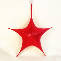 Décoration de Noël artisanale pliable lumineuse incassable en velours et métal, grande étoile à cinq branches, pour usage commercial extérieur