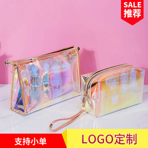 Holographic Transparent Plastic Makeup Bag Large Capacity TPU Cosmetic <b>Case</b> Waterproof Ultralight Portable Soft Handle Everyday - Product Image 5