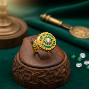 Emerald <b>CZ</b> Stone Eye Shape Traditional Style Unique Design Cluster <b>Ring</b> Wholesale Handcrafted Zircon Silver Jewelry - Product Image 3
