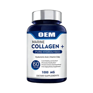 Collagène marin hydrolysé pur OEM 1000 mg, capsules molles, 60 unités, anti-âge, soutien de la peau et des articulations, complément alimentaire - Product Image 1