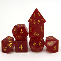 Jeu de dés en verre polyédrique Red Burst pour jeux de table TCG D & D 16-24mm 7 pièces