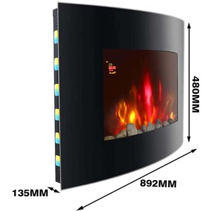 <span class=keywords><strong>Chimenea</strong></span> Eléctrica de Pared con Frente de Vidrio Curvo de 35 Pulgadas, Decoración de Llamas LED con Piedras, con Retroiluminación LED - Product Image 2