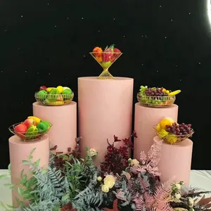 Romantische Voetstuk Roze Party Decoratieve Display Stand/Metalen Vloer Cilinder Plinths Voor Cake