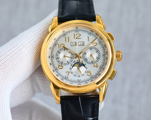 Reloj Elegante 2025 con Correa de Cuero Negra y Detalles en Dorado, Mecánico de Cuerda Manual, para Oficina y Uso Diario, Reloj de Moda Masculino - Product Image 1