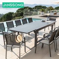 Table de jardin extensible en bois, ensemble de table et de chaises d'extérieur, 12 places, ensemble de salle à manger, mobilier d'extérieur durable, cadre en aluminium, plastique