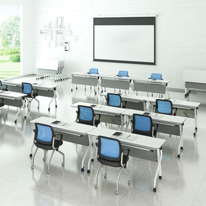 Modern White Modular Office <strong>Folding</strong> Meeting Training Room <strong>Table</strong> Desk Foldable Training <strong>Tables</strong> <strong>and</strong> <strong>Chairs</strong> - Product Image 1
