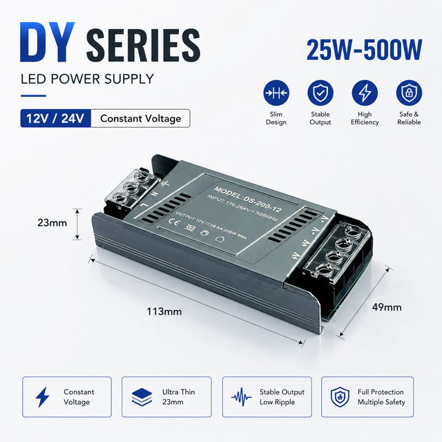 24V100W AC-DC Ultra Thin Constant Voltage Single Output LED Supply Multiple Protections for Cabinet Flood Lighting Aluminum Case