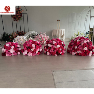 Nuova <span class=keywords><strong>Serie</strong></span> Rosso Scuro di Sfere di Fiori Artificiali Simulati per Decorazione di Sfondo per Palcoscenici Matrimoniali - Product Image 2