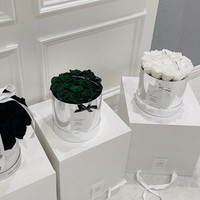 Boîte cadeau de luxe ronde fleur rose boîtes en carton argent pour emballage de fleurs