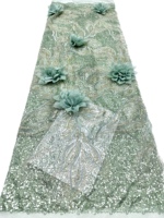 Tissu en dentelle 3D brodé floral de luxe en gros avec perles et sequins