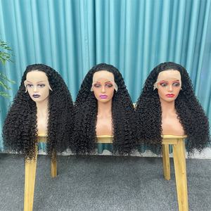Kissbeauty-Peluca de cabello humano brasileño para mujeres negras, postizo de encaje frontal, pelo virgen rizado <span class=keywords><strong>kiki</strong></span>, predesplumada con Baby Hai - Product Image 1