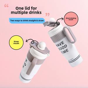 Tasse à eau en acier inoxydable de <span class=keywords><strong>grande</strong></span> <span class=keywords><strong>capacité</strong></span> pour femmes langue des fleurs Double boisson <span class=keywords><strong>Thermos</strong></span> chaud pour les étudiants professionnels occupés - Product Image 5