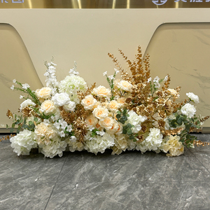 Disegno floreale bianco matrimonio fiore artificiale corridore decorazione evento tavolo corridoio fiore corridore - Product Image 5