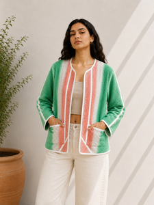 Vintage Cotton <b>Kantha</b> Reversible Autumn/Winter <b>Jacket</b> 4-5 Layer Fabric Patchwork Detailing Front Patch Pocket Full Sleeves - Product Image 1