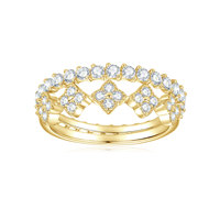Bague de déclaration empilable en argent sterling S925 plaqué or, motif trèfle à quatre feuilles porte-bonheur en moissanite, pour femme, vente transfrontalière