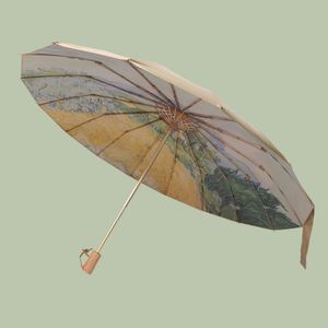 Parapluies manuels pliables en trois sections 190T pour la pluie et le soleil, protection UV UPF 50+, coupe-vent, imperméables, robustes, 100 cm, essentiels de voyage - Product Image 3
