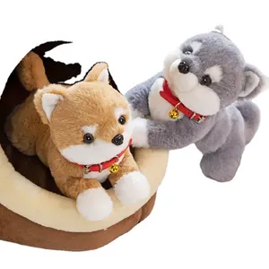 Factory Price Custom 28-50 cm Cute Shiba Inu Dog Stuffed Animals Sleeping Pillows Soft Doggie Plush Peluche Toy With Bell
