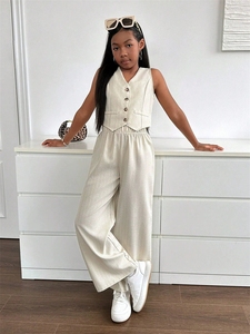 Conjunto de Ropa para Adolescentes, Chaleco + Pantalones Holgados, Conjunto de 2 Piezas para <span class=keywords><strong>Niñas</strong></span> - Product Image 5