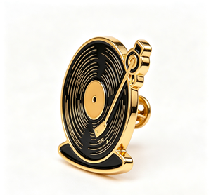 Pin de solapa metálico personalizado con diseño de disco de vinilo, imitación esmaltada, electrochapado, temática musical, accesorio de regalo - Product Image 3