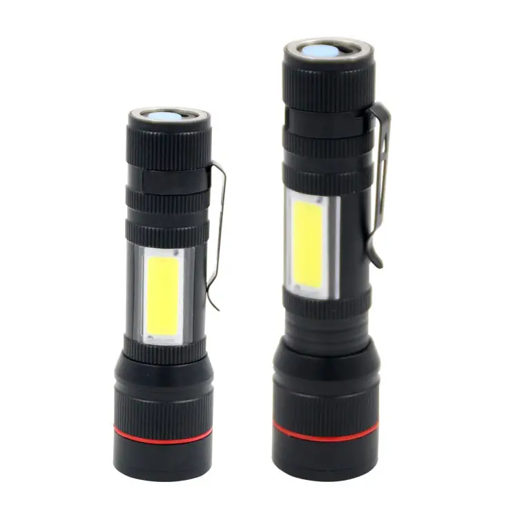 zoomable focus high bright ultra-light USB charge flashlight warning durable cob led magnetic mini tiny torches with clip