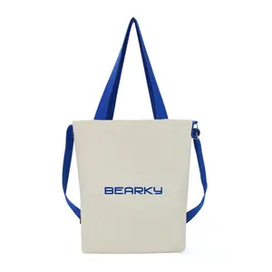 Direct Selling Wholesale Printing Fashion Exquisite Creative Shopping Bag Cotton Beach Tote Gym Bag With Zipper Pouch
