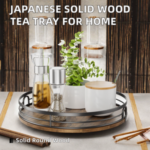 Modern Japanese Lacquer Portable Solid Wood Single-Tier <b>Tea</b> Storage <b>Tray</b> for Kitchen Bathroom Wardrobe-Dessert Cake Storage - Product Image 2