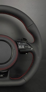 Palancas de Cambio Cosidas en Fibra de Carbono Perforada Negra Personalizadas para Volante de Cuero para <span class=keywords><strong>Audi</strong></span> - Product Image 6