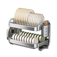 Étagère à vaisselle multifonctionnelle de luxe à double niveau, non pliable, mobile, en acier au carbone résistant à la rouille, pour la cuisine