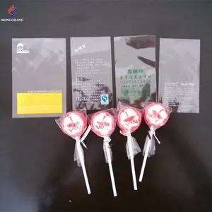 Custom artwork printed plastic flat open candy bag for candy lollipop packaging bopp bag