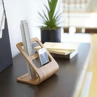Étagères de rangement en bois à double niveau pour bureau avec design détachable pour support de télécommande