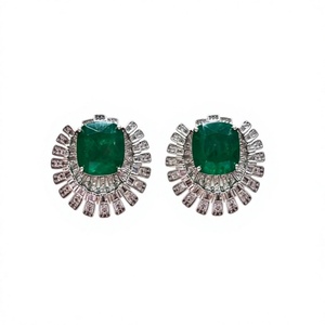 Stunning Silver Plated <b>Emerald</b> Cut Zircon <b>Stud</b> Earrings Women's Classic Party Jewelry Alloy Fashion Earrings - Product Image 2