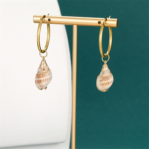 Wasserdichte Edelstahl-Halskette mit hawaiianischen Naturmuscheln und Ohrringe, Samoa-Schmuck Großhandel - Product Image 2