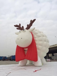 Şişme büyük beyaz koyun modeli büyük şişme karikatür hayvan şekilli balon koyun boynuzları ile şişme koyun karikatür - Product Image 5