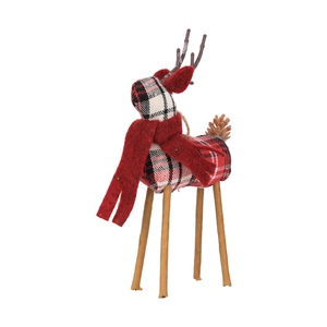 Ornement suspendu en forme de renne à carreaux rouge et noir avec écharpe douce pour sapin de Noël, couronne, cabane, boutique, décoration saisonnière - Product Image 3