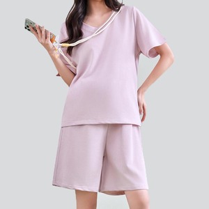 Completo <span class=keywords><strong>Premaman</strong></span> YIYI Sottile e Morbido, Set Comodo Elasticizzato per la Gravidanza, T-shirt Casual con Scollo a V e <span class=keywords><strong>Pantaloncini</strong></span> con Coulisse, Taglie Forti - Product Image 3