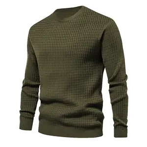 Вязаный свитер с логотипом на заказ, жаккардовый хлопковый оверсайз с круглым вырезом, трикотаж унисекс, зимние пуловеры, свитер для мужчин