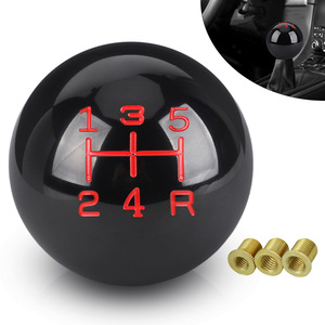 CNSPEED Round Gear <b>Shift</b> <b>Knob</b> Universal Manual Transmission Black With Red Lettering For Car - Product Image 1