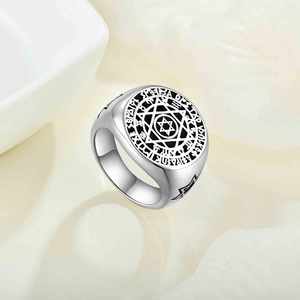 Nouveau homme bijoux fins bagues 925 argent sterling plaqué rhodium étoile hiphop bague pour hommes - Product Image 2