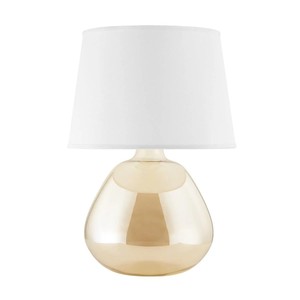 Amber Glass Bulbous Modern Table <b>Lamp</b> | Warm Contemporary Lighting for Hotel Cafe & Premium Living Area - Product Image 1