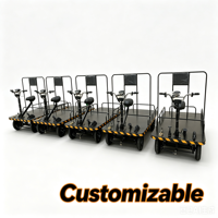 Chariot électrique à quatre roues avec rails avant et arrière détachables, conduite en marche arrière, chariot logistique d'entrepôt personnalisable