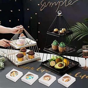 Sinh thái đóng gói tròn trong suốt cửa sổ nhỏ gấp hộp bánh quy giấy gấp hình vuông màu trắng thực phẩm bánh donut tự làm quà tặng thủ công - Product Image 6