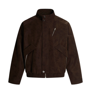 <span class=keywords><strong>Veste</strong></span> de travail rétro américaine marron foncé pour hommes et femmes, nouveau design d'automne, manteau <span class=keywords><strong>Harrington</strong></span> polyvalent à col montant - Product Image 1