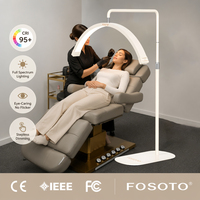 Lampe de sol demi-lune à température de couleur réglable avec anneau lumineux pour extensions de cils et base robuste pour studio PMU