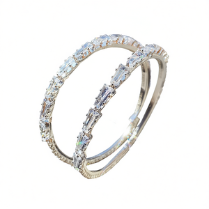 Elegant 925 <b>Silver</b> Crystal Bracelet For <b>Women</b> Classic Channel Setting Wedding <b>Bangles</b> Jewelry With Rhinestones - Product Image 1