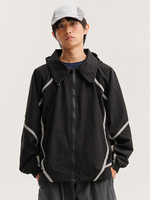 Veste bomber fonctionnelle pour homme et femme, Black Fleet, ultra-légère, à capuche, coupe-vent, imperméable, respirante, pour le sport et la rue