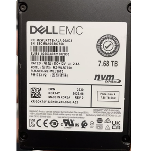 SSD PM1733 MZ-WLR7T60 da 7,68TB PCIe NVME U.2 2.5 Pollici, 0Y27TR 0DX74Y 084C40 U.2 SSD - Product Image 4