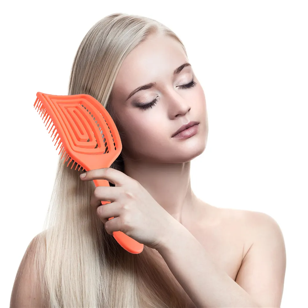 New Design Custom Logo Anti-Slide Handle Detangling Paddle Cushion Brush Wet And Dry Vent Massage Hair Brush